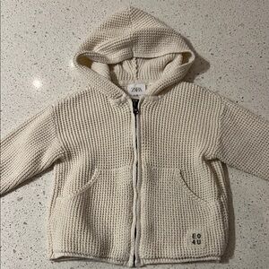Zara Kids Beige Textured Hoodie